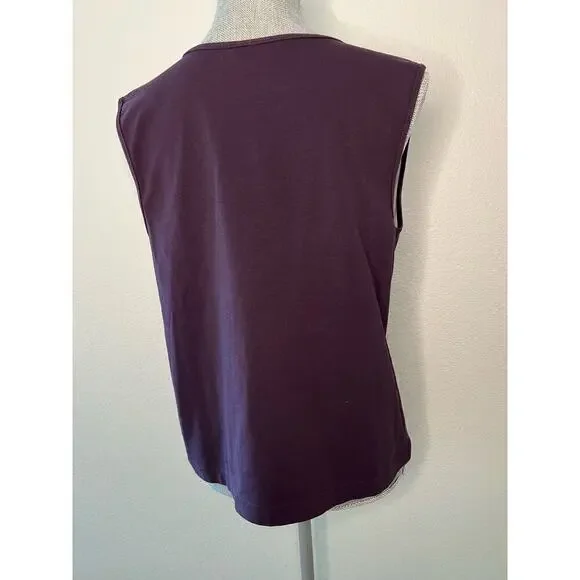 St John’s Bay Tank Top 1X in Plum Color Wide Strap V-Neck - Picture 4 of 11